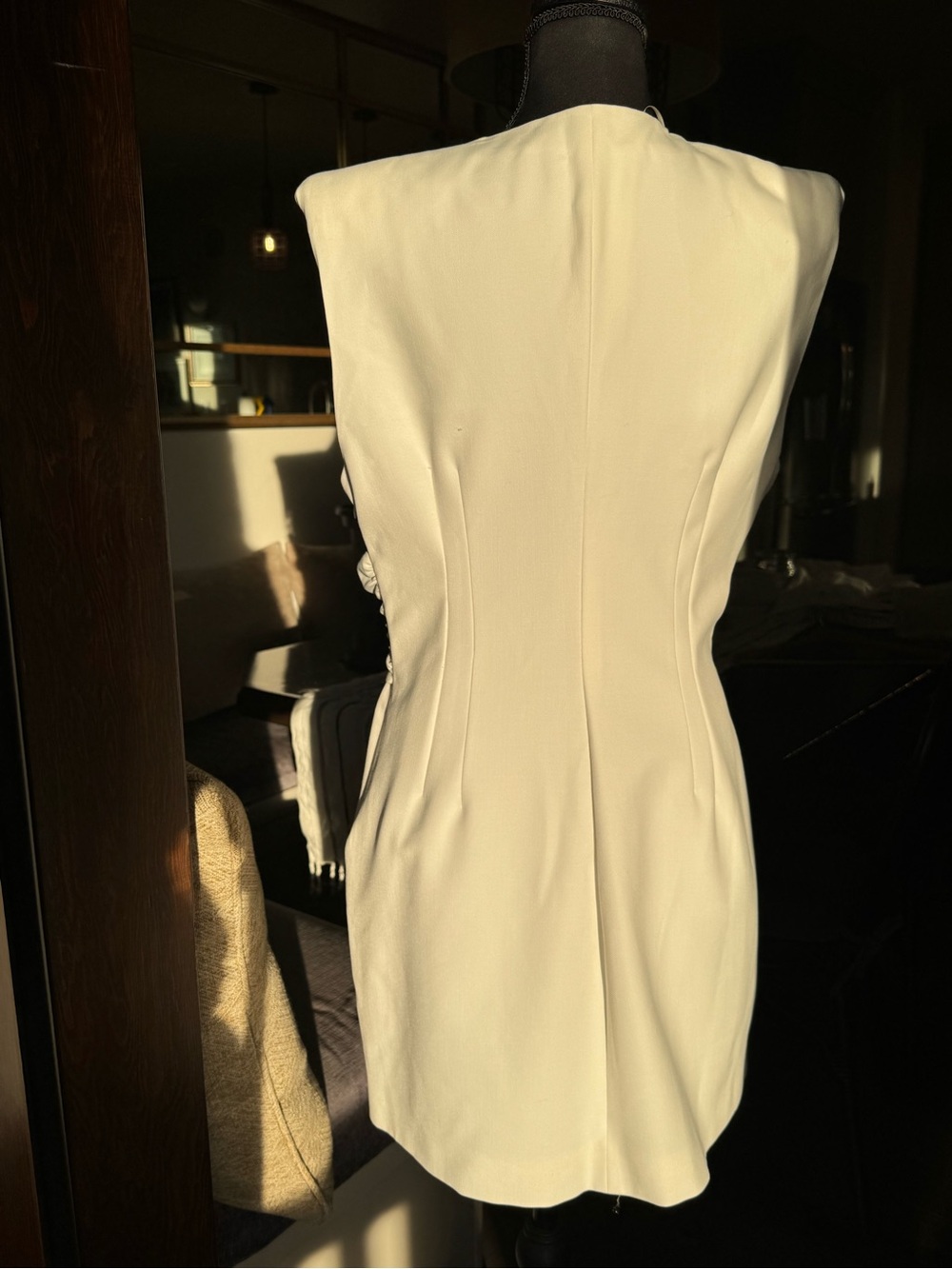 Zara Cream Knot-Front Mini Dress - Picture 3 of 9